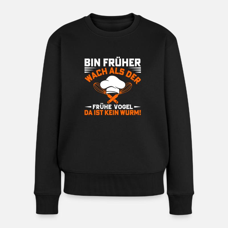 Der Frühe Vogel fängt den Wurm - Frauen Premium Bio Pullover - Schwarz