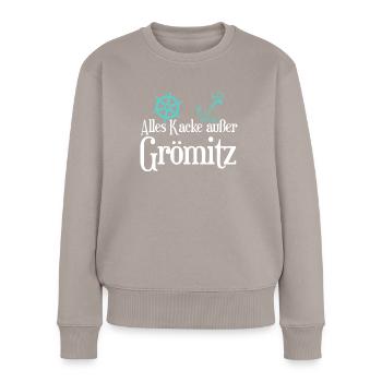 Grömitz Grömitzer - Frauen Premium Bio Pullover - Taupe - Vorne - Julia (174cm)