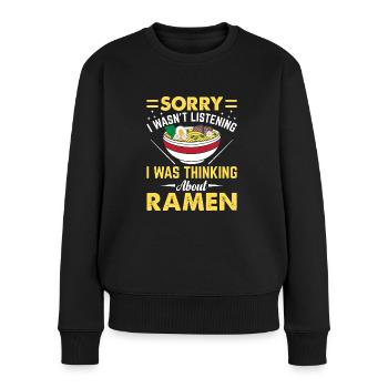 Japanische Ramen Nudeln darüber denke ich nach - Frauen Premium Bio Pullover - Schwarz - Vorne - Julia (174cm)