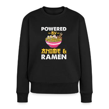 Powered by Ramen und Anime Japanische Nudeln - Frauen Premium Bio Pullover - Schwarz - Vorne - Julia (174cm)