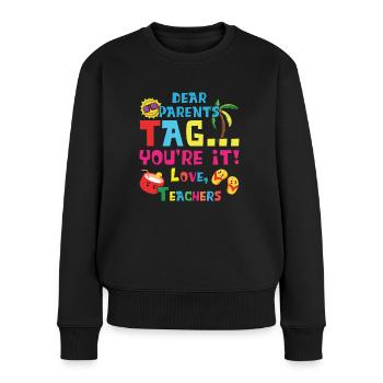 Parents Il Journée de l’école heureux enseignant d’été dernier - Pull Premium bio Femme - noir - Devant - Julia (174cm)