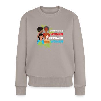 Poing Autonomiser les femmes Féminisme Droits Femmes Égalité - Pull Premium bio Femme - taupe - Devant - Julia (174cm)