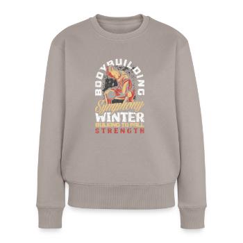 Bodybuilding Symphony Winter Bulking to Fall - Frauen Premium Bio Pullover - Taupe - Vorne - Julia (174cm)