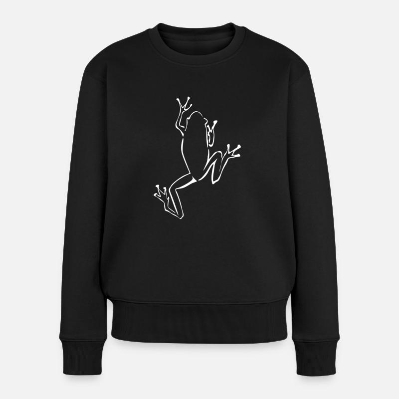 Une grenouille grimpe sur des grenouilles - Pull Premium bio Femme - noir