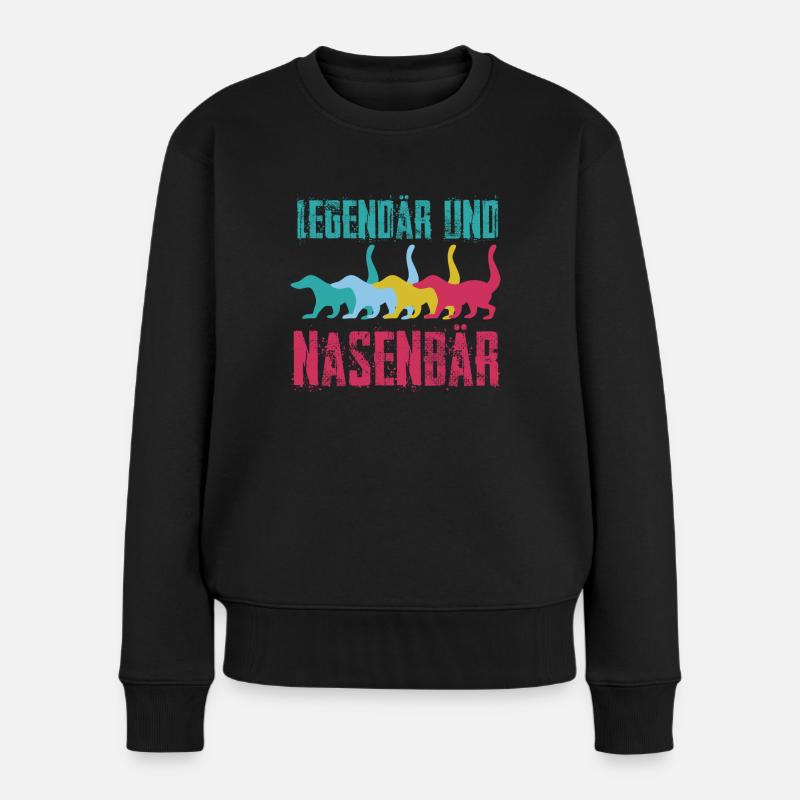 Nasenbären Retro Nasenbär - Frauen Premium Bio Pullover - Schwarz