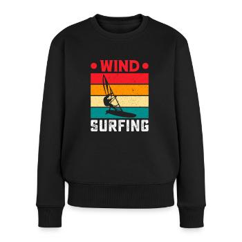 Windsurfen Wassersport Surfboard Wellenreiten - Frauen Premium Bio Pullover - Schwarz - Vorne - Julia (174cm)