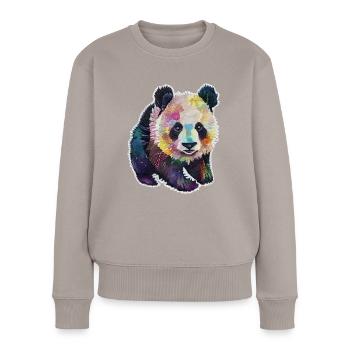 BABY PANDA AQUARELL - Frauen Premium Bio Pullover - Taupe - Vorne - Julia (174cm)
