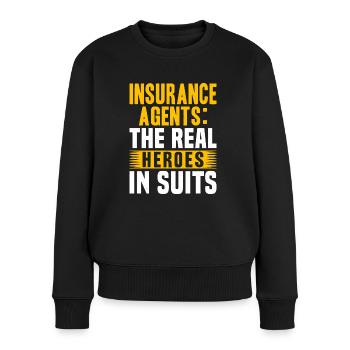 Komischer Broker - Frauen Premium Bio Pullover - Schwarz - Vorne - Julia (174cm)
