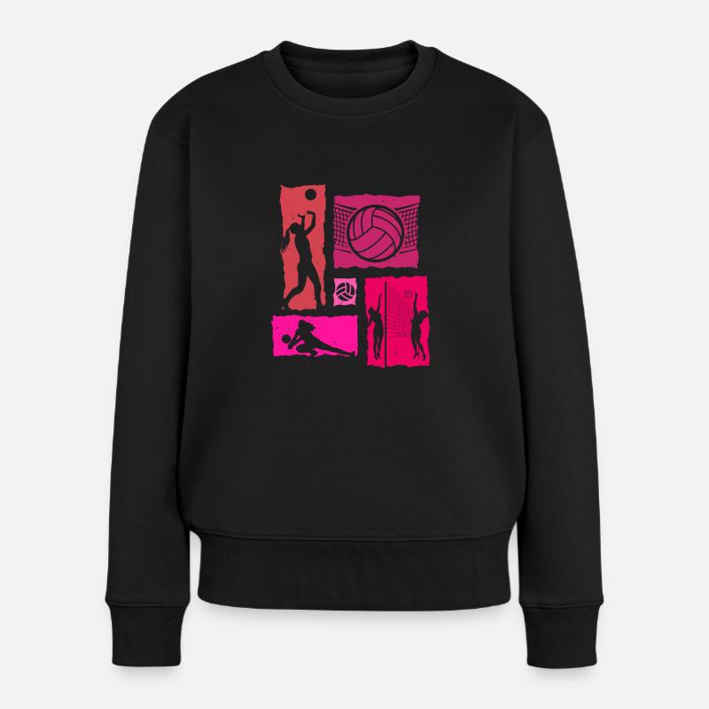 Volleyball Retro - Frauen Premium Bio Pullover - Schwarz