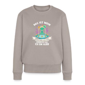 C’est mon costume humain, je suis un extraterrestre - Pull Premium bio Femme - taupe - Devant - Julia (174cm)