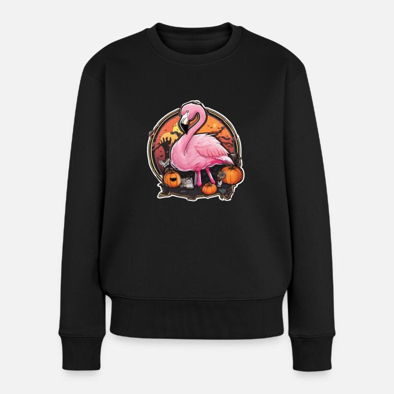 Flamingo Pink Flamingo Flamingo Halloween - Frauen Premium Bio Pullover - Schwarz