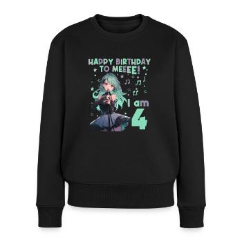 Anime Mandga K-Pop KPop Mädchen 4. Geburtstag - Frauen Premium Bio Pullover - Schwarz - Vorne - Julia (174cm)