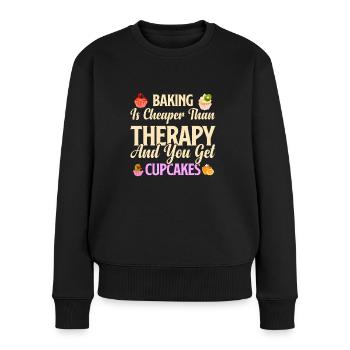 Baking is therapy cupcakes baker - Women's Premium Organic Jumper - black - Front - Julia (174cm)