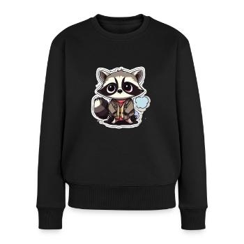 Raton laveur - Pull Premium bio Femme - noir - Devant - Julia (174cm)