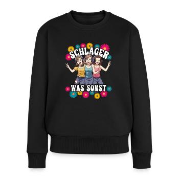 Schlager - Frauen Premium Bio Pullover - Schwarz - Vorne - Julia (174cm)