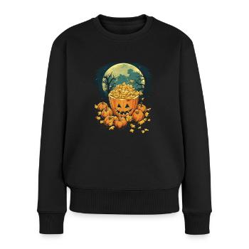 Spukiges Mac 'n Cheese Kostüm Halloween Käse - Frauen Premium Bio Pullover - Schwarz - Vorne - Julia (174cm)