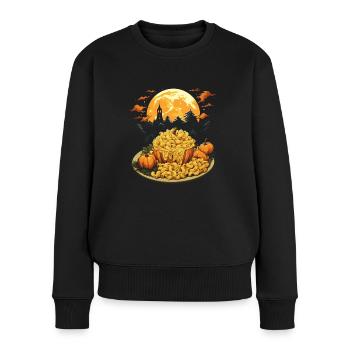 Spukiges Mac 'n Cheese Kostüm Halloween Käse - Frauen Premium Bio Pullover - Schwarz - Vorne - Julia (174cm)