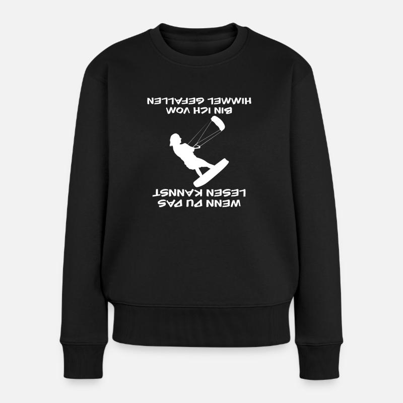 Kitesurfer Kitesurfen - Frauen Premium Bio Pullover - Schwarz