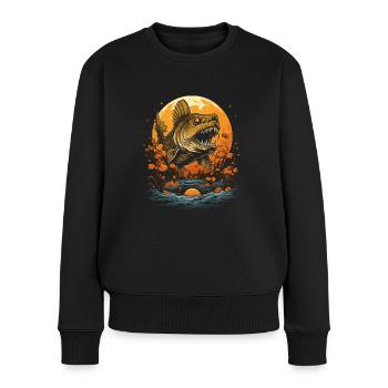 Gruselige Gewässer zum Angeln Halloween Fischen - Frauen Premium Bio Pullover - Schwarz - Vorne - Julia (174cm)