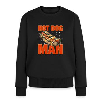 Hotdog Man Würstchen Spruch - Frauen Premium Bio Pullover - Schwarz - Vorne - Julia (174cm)