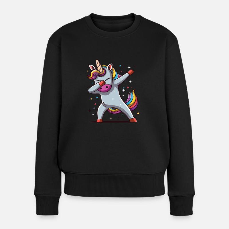Dab Dabbing Unicorn Dabbendes Einhorn Tanz - Frauen Premium Bio Pullover - Schwarz