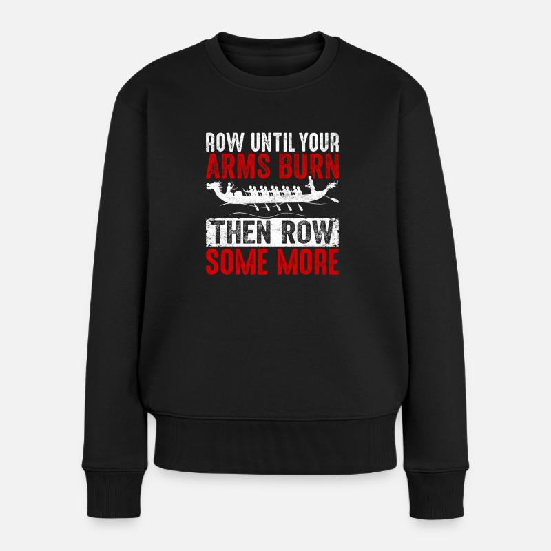Lustiges Drachenboot-Rennpaddel - Frauen Premium Bio Pullover - Schwarz