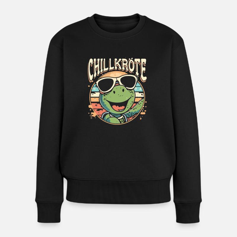Relaxte Schildkröte Chillkröte - Frauen Premium Bio Pullover - Schwarz