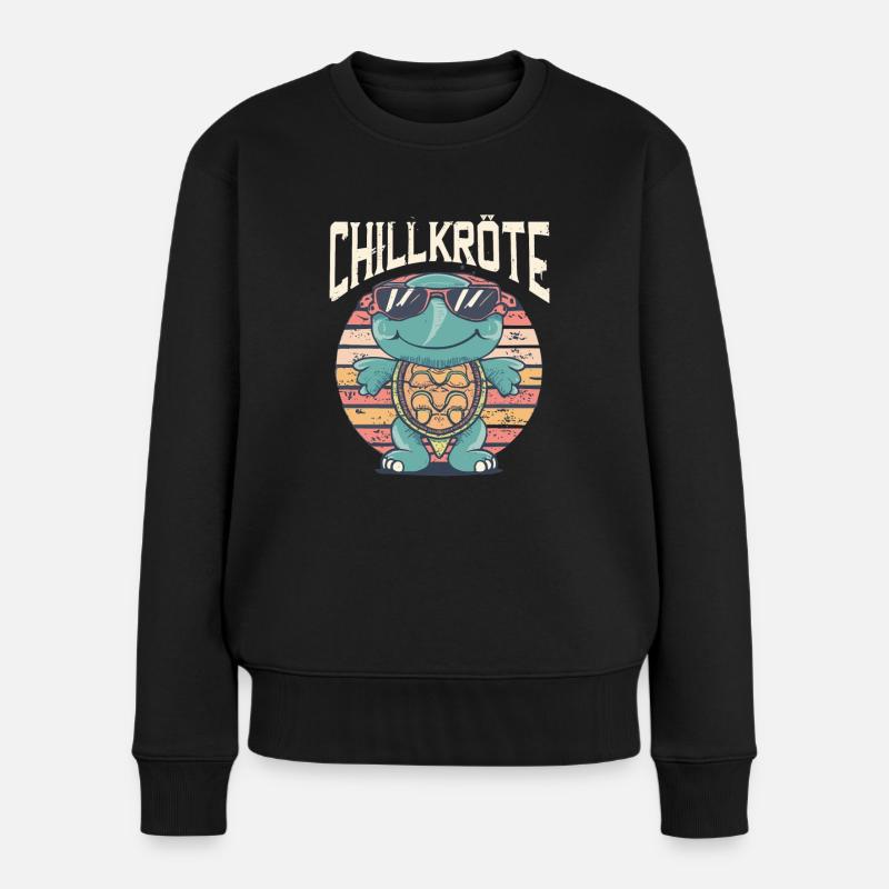 Relaxte Schildkröten Chillkröte - Frauen Premium Bio Pullover - Schwarz
