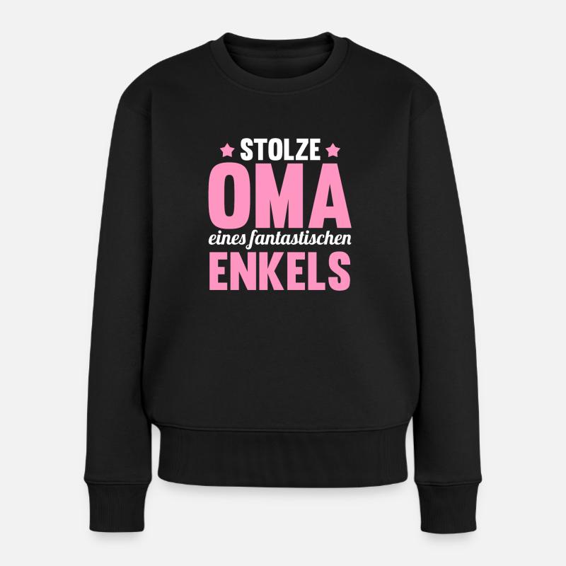 Großmutter Enkel Oma - Frauen Premium Bio Pullover - Schwarz