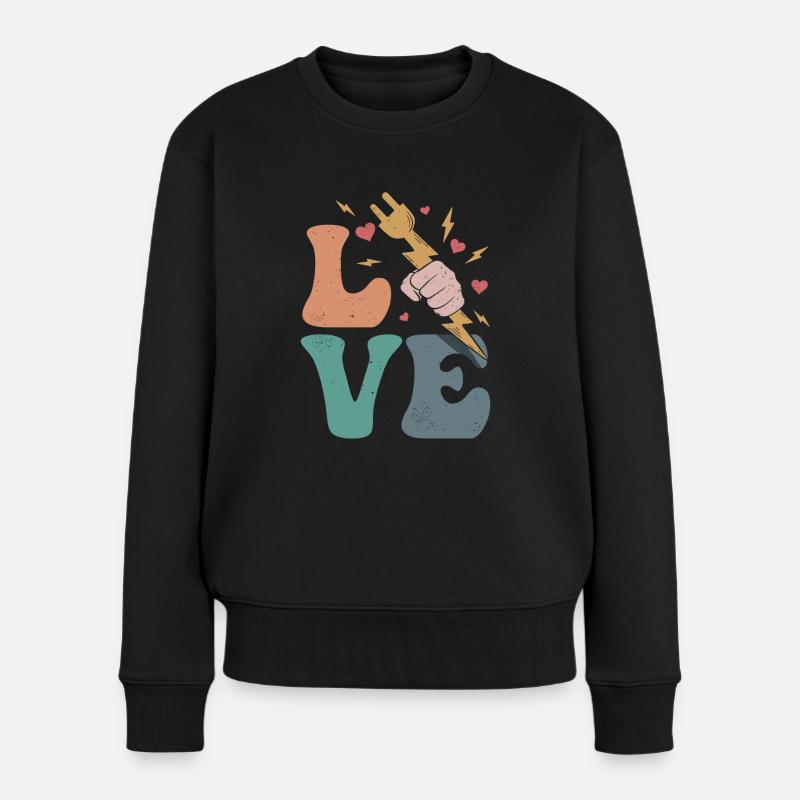 Elektriker Leitungsmonteur LOVE - Frauen Premium Bio Pullover - Schwarz