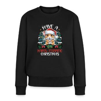 Hamster Grandiose Weihnachten - Frauen Premium Bio Pullover - Schwarz - Vorne - Julia (174cm)