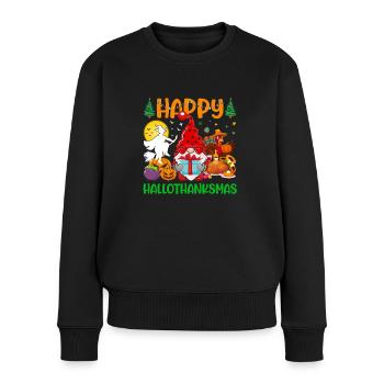 Halloween Kürbis Thanksgiving Weihnachten Santa - Frauen Premium Bio Pullover - Schwarz - Vorne - Julia (174cm)