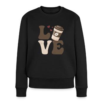 Kaffee Koffein LIEBE - Frauen Premium Bio Pullover - Schwarz - Vorne - Julia (174cm)