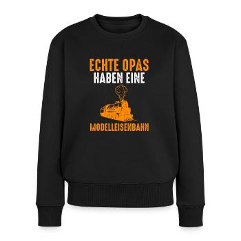 Modelleisenbahn Opa Züge Geschenk - Frauen Premium Bio Pullover - Schwarz - Vorne - Julia (174cm)