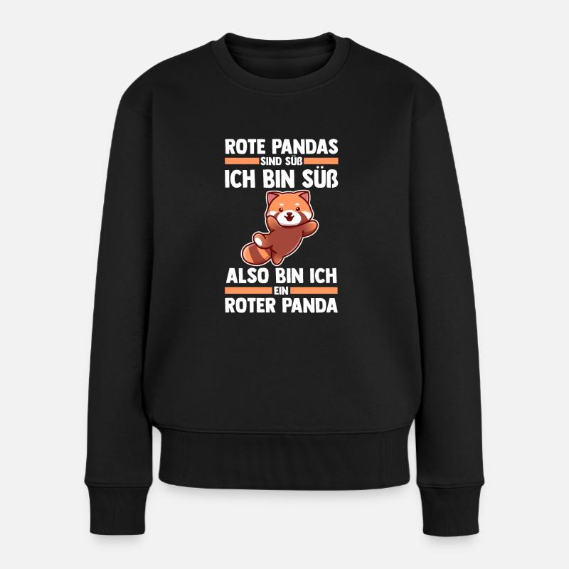 Roter Panda - Frauen Premium Bio Pullover - Schwarz