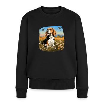 Hund Beagle Harrier - Frauen Premium Bio Pullover - Schwarz - Vorne - Julia (174cm)