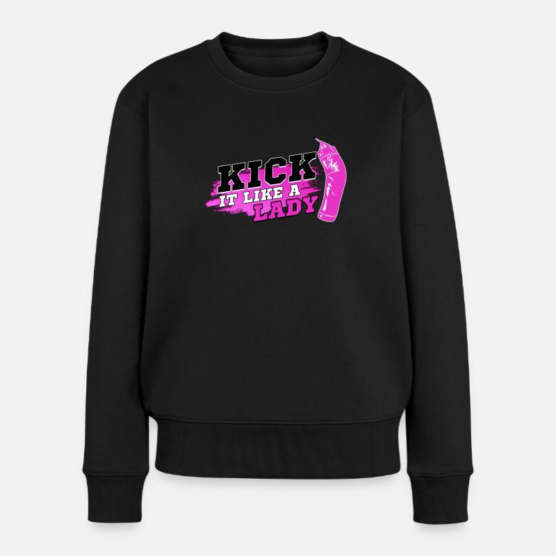 Kick It Like A Lady Kickboxen Muay Thai Boxer - Frauen Premium Bio Pullover - Schwarz