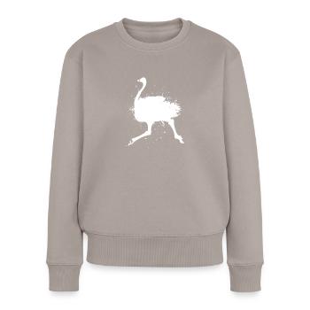 Vogel Strauß Laufvogel - Frauen Premium Bio Pullover - Taupe - Vorne - Julia (174cm)