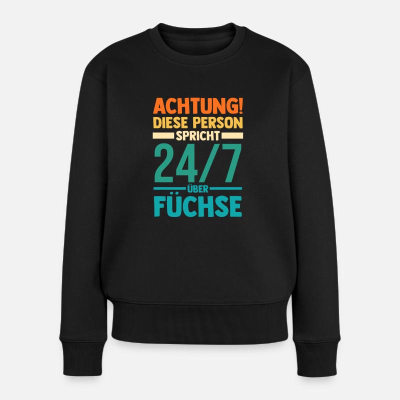 Fuchs - Frauen Premium Bio Pullover - Schwarz