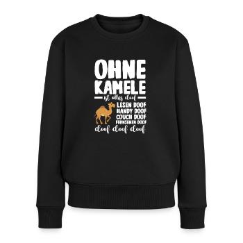 Kamel - Frauen Premium Bio Pullover - Schwarz - Vorne - Julia (174cm)