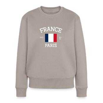 Frankreich - Frauen Premium Bio Pullover - Taupe - Vorne - Julia (174cm)