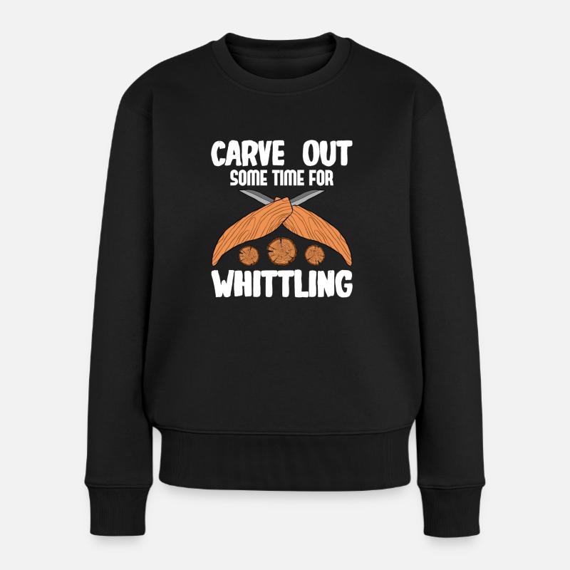 Holz schintzen Holzschnitzerei - Frauen Premium Bio Pullover - Schwarz