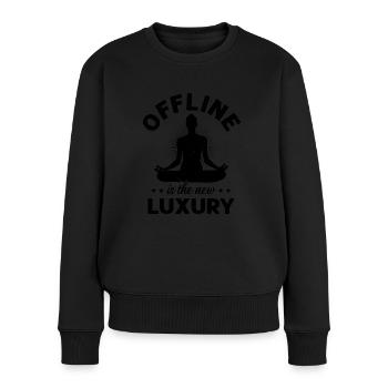 Trennen Sie sich von den sozialen Medien Ablenkung - Frauen Premium Bio Pullover - Schwarz - Vorne - Julia (174cm)