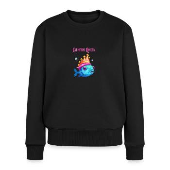 Catfish Queen Cartoon - Pour les pêcheuses - Pull Premium bio Femme - noir - Devant - Julia (174cm)