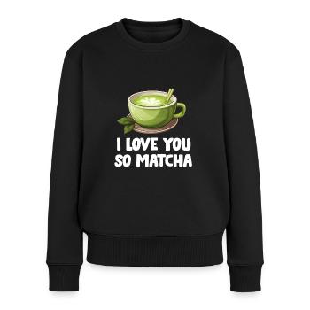 Matcha Tea Latte Lover Pour Thé Vert Matcha Drôle - Pull Premium bio Femme - noir - Devant - Julia (174cm)