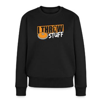 Diskuswerfen Diskuswerfer Geschenk - Frauen Premium Bio Pullover - Schwarz - Vorne - Julia (174cm)
