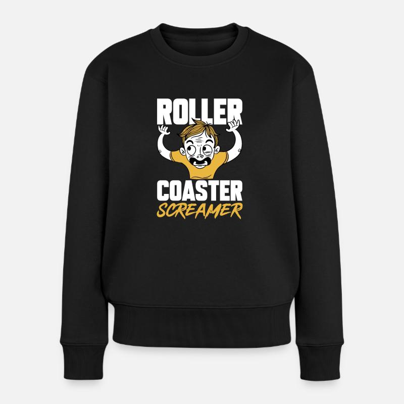 Achterbahn Rollercoaster Freizeitpark - Frauen Premium Bio Pullover - Schwarz