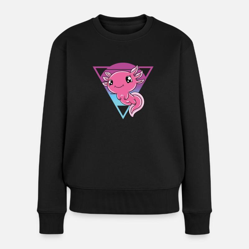 Süßes Axolotl Lustiges Axolotl - Frauen Premium Bio Pullover - Schwarz