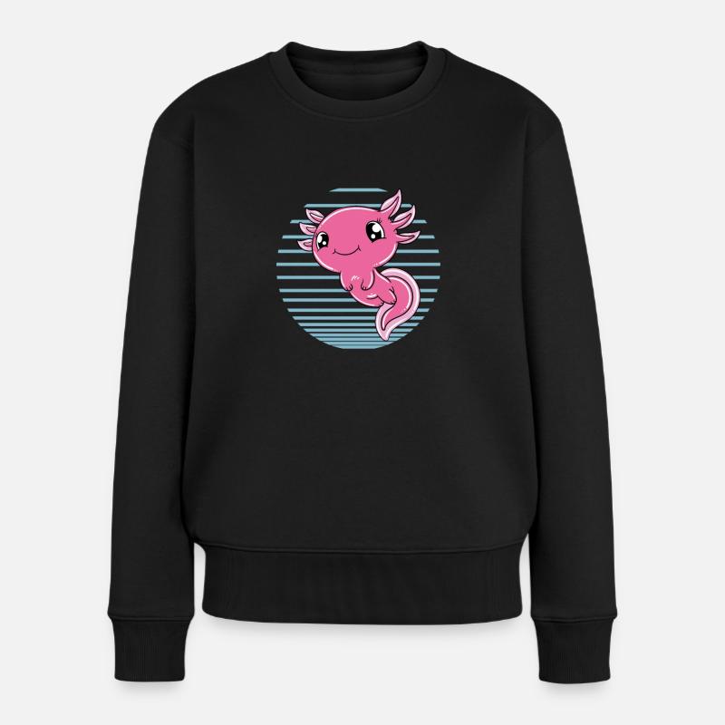 Süßes Axolotl Lustiges Axolotl - Frauen Premium Bio Pullover - Schwarz