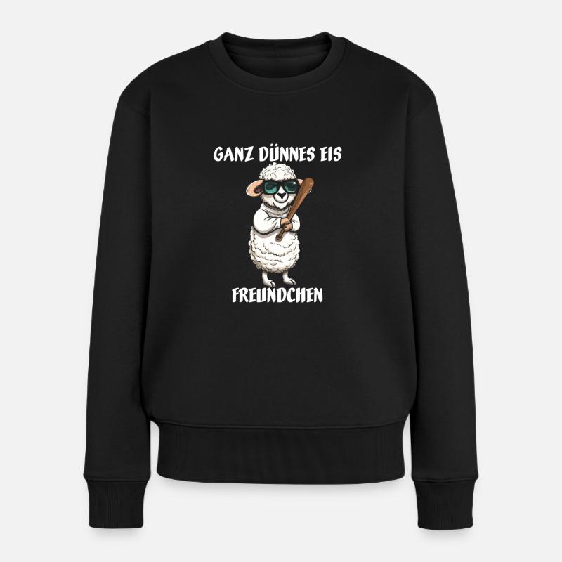Guten Morgen Ganz dünnes Eis - Frauen Premium Bio Pullover - Schwarz